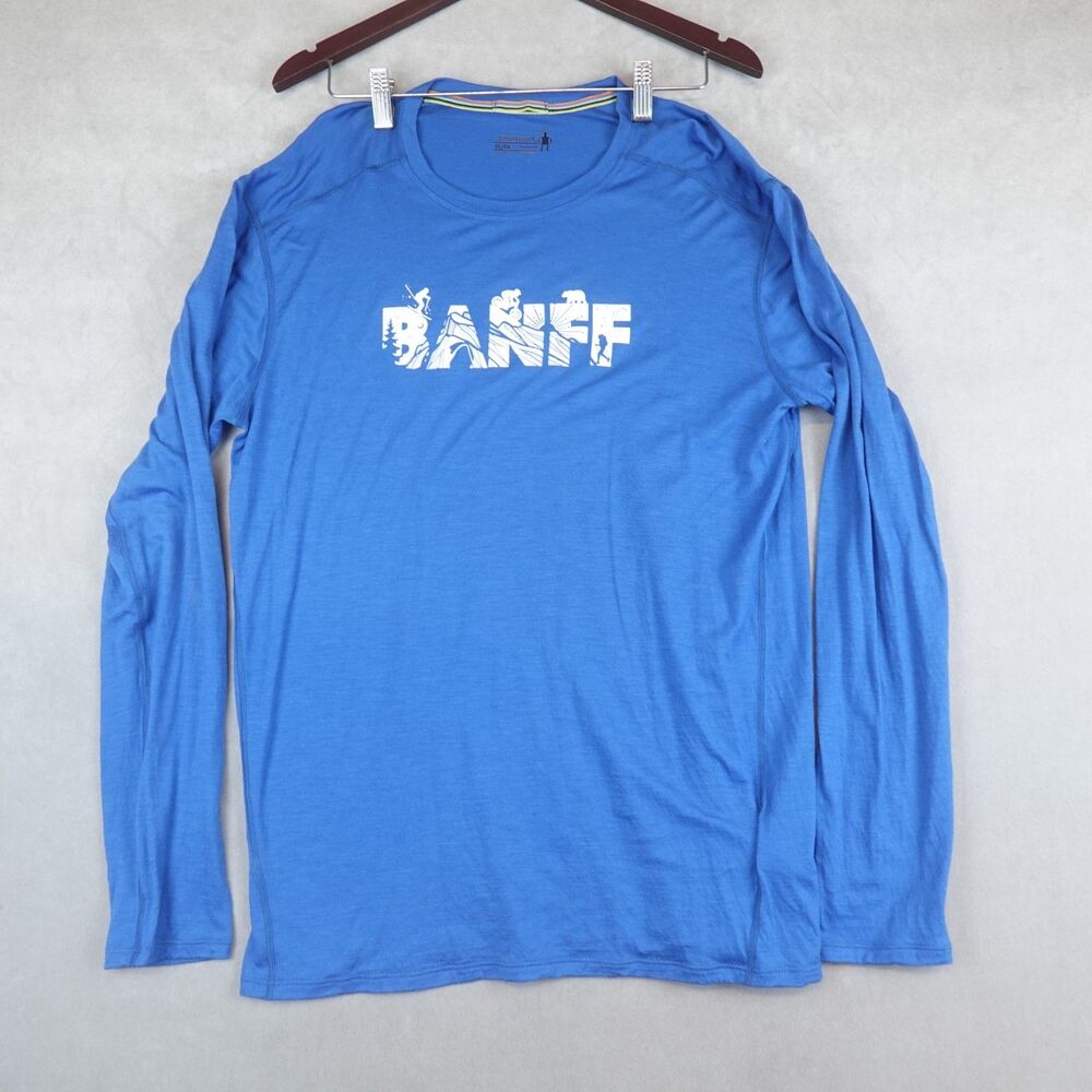Smartwool Classic All-Season Merino Wool Base Layer Crew Neck Top Blue Mens XL